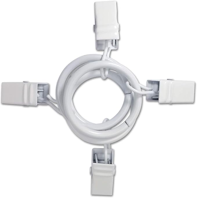 AMZSEVEN 44 Pack Metal Curtain Rings with Clips, Drapery Clips with Rings, Drapes Rings 1 inch Inner Diameter, Fits Diameter 5/8 inch Curtain Rods, White