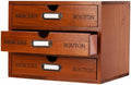 Wooden Storage Box Rustic Desktop Organizer with 3 Drawers Office Desk Accessories Shelf Small Craft Storage Containers Apothecary Cabinet and Chest Jewelry Holder for women(BROWN)