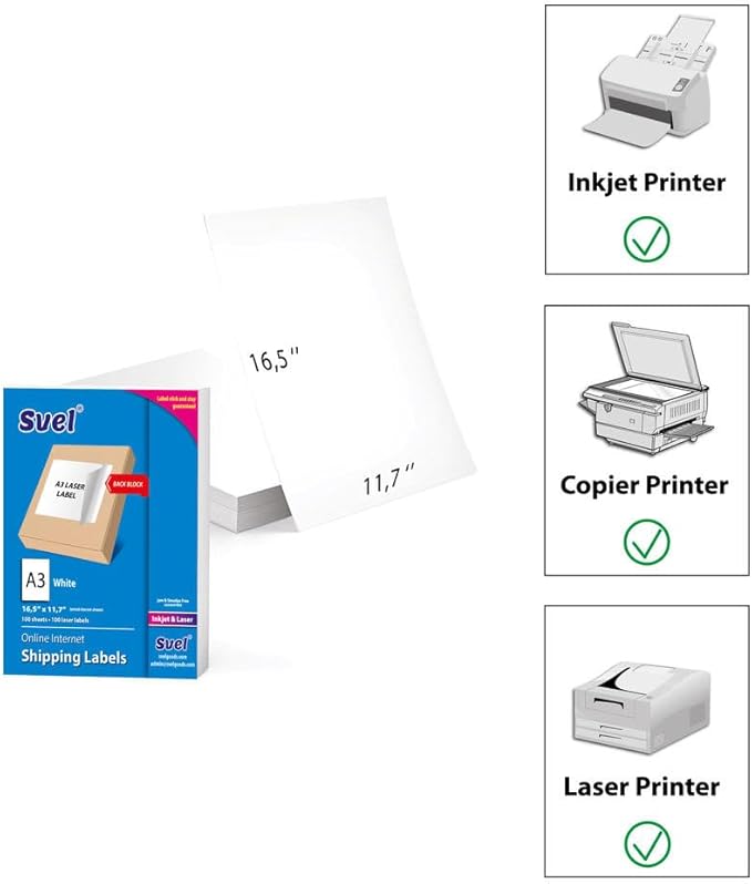 Blockout Shipping Labels A3 Tabloid Size – Cover Old Barcodes & Addresses – Laser & Inkjet Printable Cover up Labels – Bulk Pack High-Opacity (100, A3) Cover Up Stickers