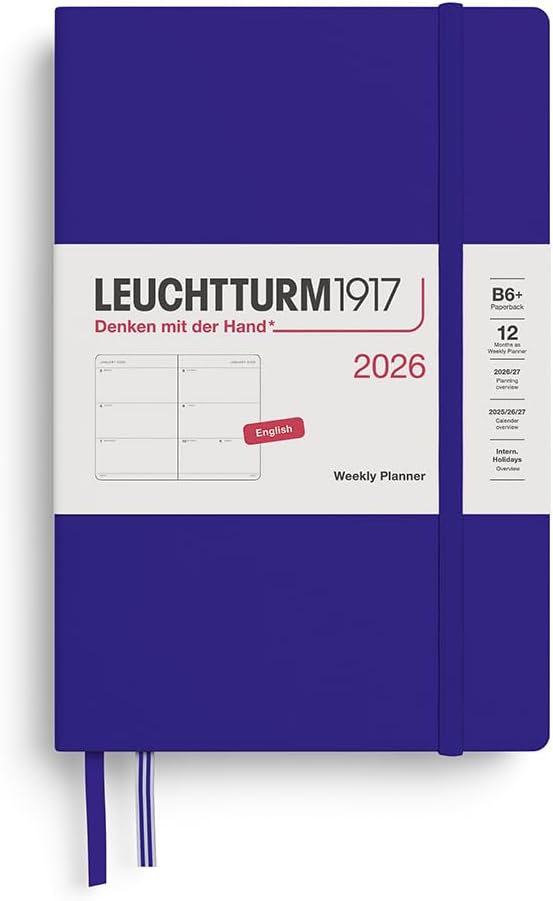 LEUCHTTURM1917 - Weekly Planner 2026, Hardcover, Paperback (B6+), Ink (Jan 1 - Dec 31, 2026)