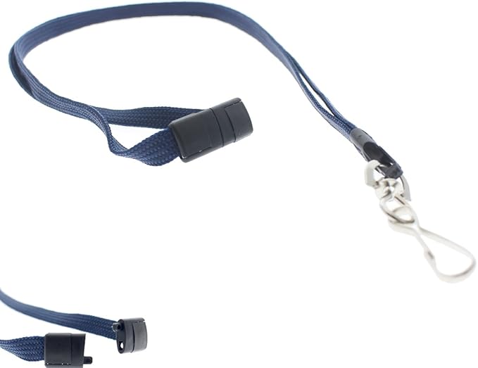 Specialist ID Bulk 25 Pack - Premium Flat Breakaway Lanyards for ID Badges & Badge Holders - 3/8" Wide Woven Safety Lanyard with Metal Swivel Hook for Teachers, Students, Cruise, Office (Navy Blue)