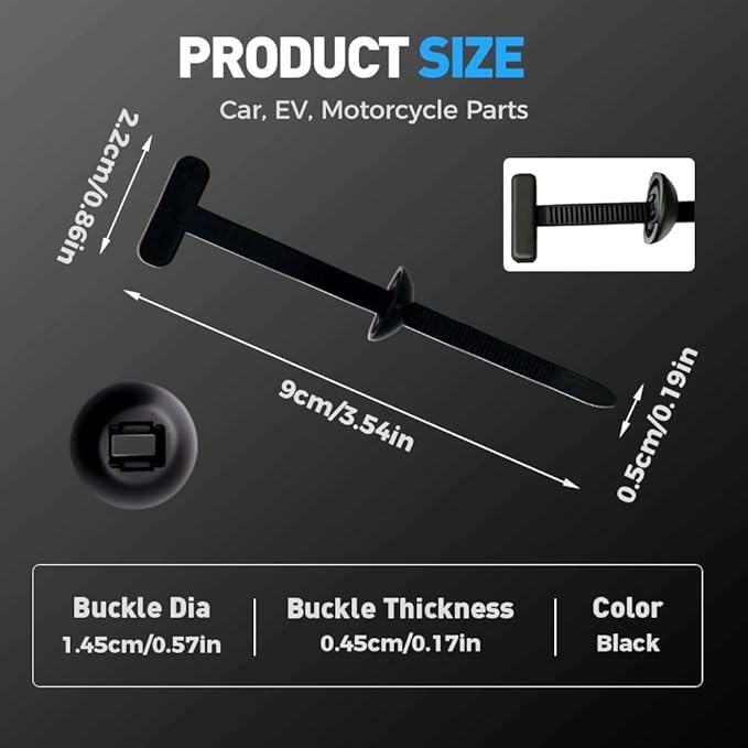 50Pcs Nylon Universal Cable Tie Buckle Heavy Duty Self-Locking Zip Ties Holder with Pin & Button Design