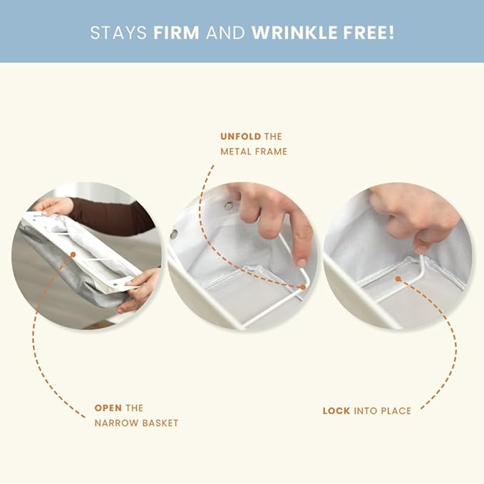 OrganiHaus Narrow Storage Bins 15x06in, Small Closet Bins for Shelves, Bathroom Storage Baskets for Shelves, Narrow Baskets, Fabric Organizer with Handles, Toilet Paper Organizer - 2 Pack, Beige