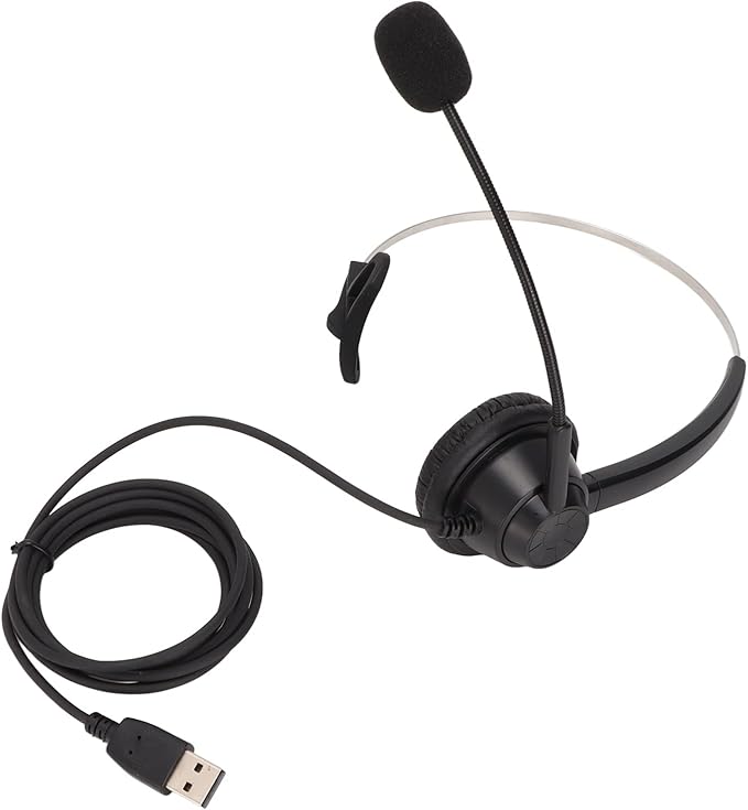 ChuyTrading H360D USB Single Ear Business Headset, USB Monaural Headset with Noise Cancelling Microphone, Lightweight Comfortable Design for Call Centers, Telemarketing, Customer Service, Onli