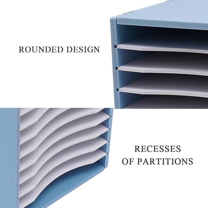 Vertical Desktop Sorter, 11 Slots Mail Organizer Vertical File Organizer, PVC Paper Sorter Organizer with 11 Adjustable Compartments, Construction Paper Storage Mailbox for Home Office