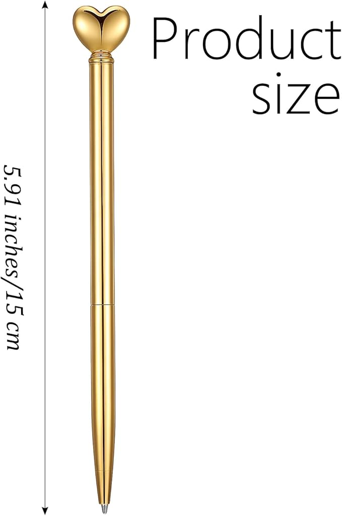 Wanmu 40 Pcs Heart Pens, Hearts Shaped Retractable Metal Cute Pens 1.0 mm Black Ink Novelty Pen Gold Slim Ballpoint for Valentine's Day Students Teachers Employees Gifts Office School Supplies