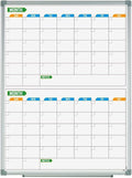 Lockways 2 Monthly Dry-Erase Calendar Whiteboard, 24" x 18", Wall-Mounted Aluminum-Framed Calendar Board