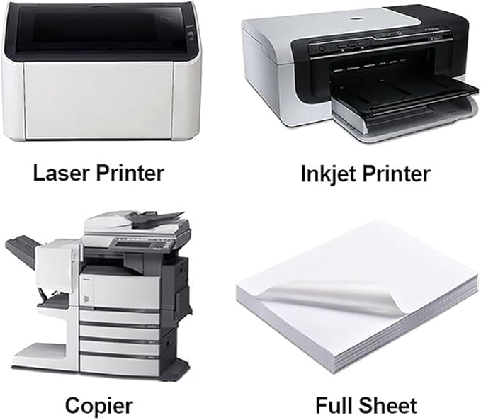PAPRMA Full Sheet Labels 8.5” x 11” Sticker Paper Matte White, Large Shipping Label Paper for Inkjet Laser Printer, 250 Counts