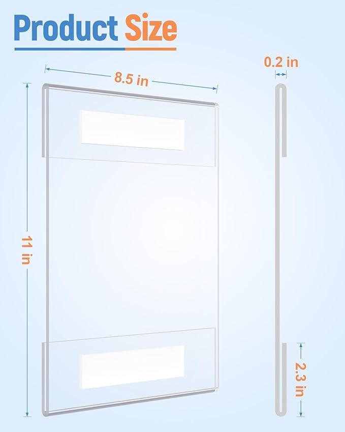 Dynta 6 Pack Acrylic Sign Holder 8.5 x 11 with Adhesive Tape, Clear Sign Holder Wall Mount, Flyer Holder Memo Document for Office Home Store Restaurant