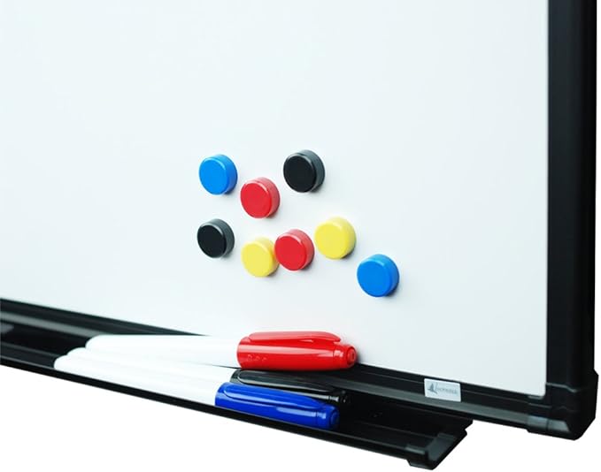 Lockways Magnetic White Board, 48" x 36" Dry Erase Board with Pen Tray Wall-Mounted Message Presentation Meno Board, Black Aluminium Framed for School, Home and Office
