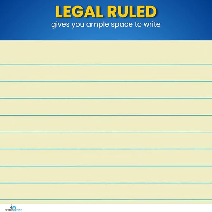 1InTheOffice Yellow Legal Pads 5x8, Notepad Narrow Ruled, Canary, 50 Sheets/Pad, Dozen Pads/Pack