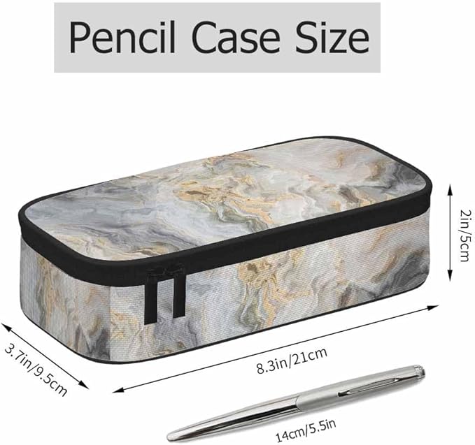 Marble Pencil Holder Bag White Fluid Texture Pencil Case College Office Organizer for Teens Adults