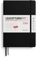 LEUCHTTURM1917 - Week Planner 2026, Hardcover, Medium (A5), Black (Jan 1 - Dec 31, 2026)