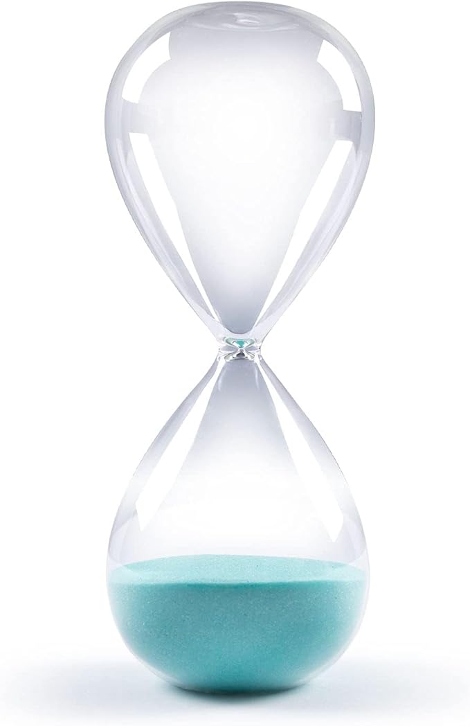 Hourglass Sand Timers - SWISSELITE Biloba Hourglass Sand Timer Inspired Glass/Home, Desk, Office Decor