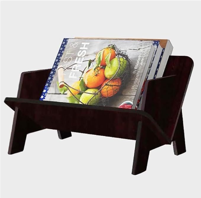 Wood Bookcase in Living Room/Home/Office, Desktop Book Shelf Organizer Bookshelves Storage Rack for CDs/Magazine/Books Display (Black, 13.6")