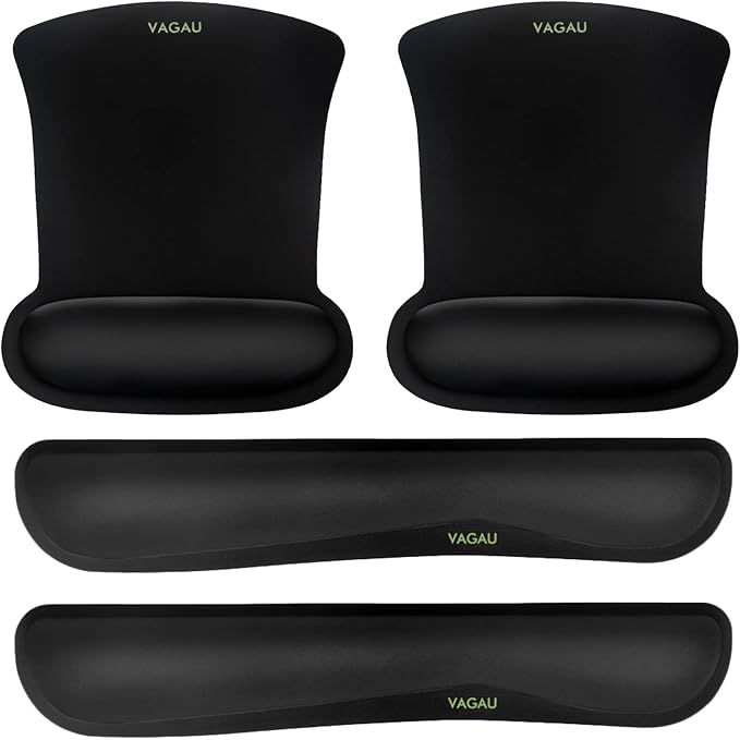 VAGAU Premium Keyboard Wrist Rest and Mouse Pad Wrist Support, Ergonomic Memory Foam Set for Office, Laptop, Mac, Computer and Gaming, Comfortable Typing &Wrist Pain Relief (2 Pack)