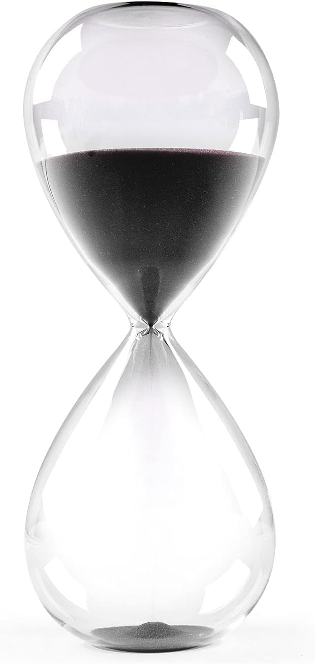 SWISSELITE Hourglass Sand Timers, Hourglass Sand Clock Inspired Glass for Home, Desk, Office Decor(8Inch-30Mins Black Beauty)