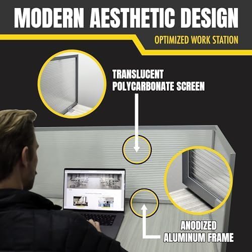 OBEX Polycarbonate Office Desk Mounted Privacy Screen Adjustable Table Top Panel Divider, Universal Aluminum Bracket-USA Made, 18" x 72", Translucent