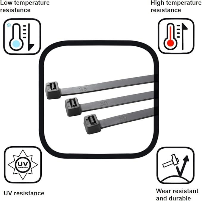 Zip Ties, Cable Ties, 500Pcs 16Inch 48Lb Tensile Strength Black Premium Self-Locking Nylon Zip Ties For Home Office, Garden, Workshop Fences
