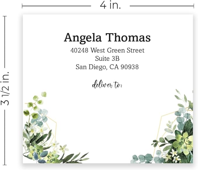 Custom Botanical Shipping Labels / 48 Personalized Address Labels/ 4" x 3½" Mailing Stickers/Made in USA