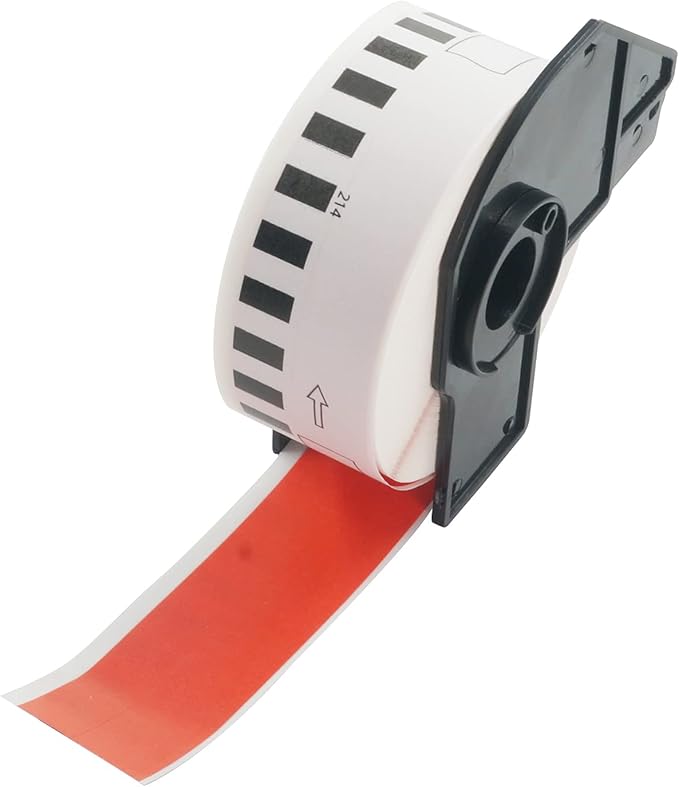 BETCKEY - Continuous Length Labels Replacement for Brother DK-2214 (0.47 in x 100 ft), Compatible with Brother QL Label Printers [1 Rolls/Continuous Labels, Red]