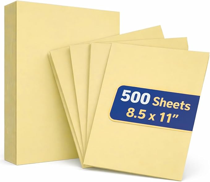 1InTheOffice Yellow Copy Paper, Yellow Colored Copy Paper, Printer Paper 8.5 x 11 inch Letter Size, 20lb Density, (500 Sheets)