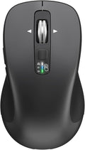 Wireless Bluetooth Mouse (USB + BT1 + BT2), Full Size Mouse, 4-Way Scrolling, Multi-Device Silent for Computer, Laptop, iPad, MacBook (Grey)