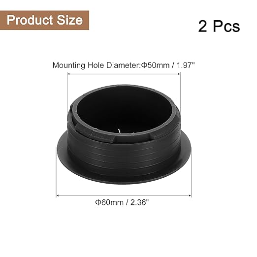 uxcell 2 Pcs Desk Grommet, 1.97 Inch 50mm Desk Cable Hole Cover Wire Hole Insert for Home Office Table Cabinet Cord Organizer, Black