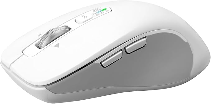Wireless Bluetooth Mouse (USB + BT1 + BT2), Full Size, 4-Way Scrolling, Multi-Device Silent Mouse for Computer, Laptop, iPad, MacBook (White)