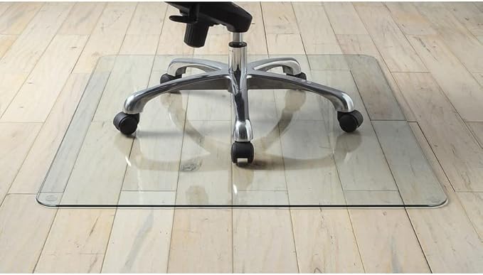 Lorell Tempered Glass Chairmat, 48" Width x 60" Depth x 0.25" Thickness, Clear, 1 Each