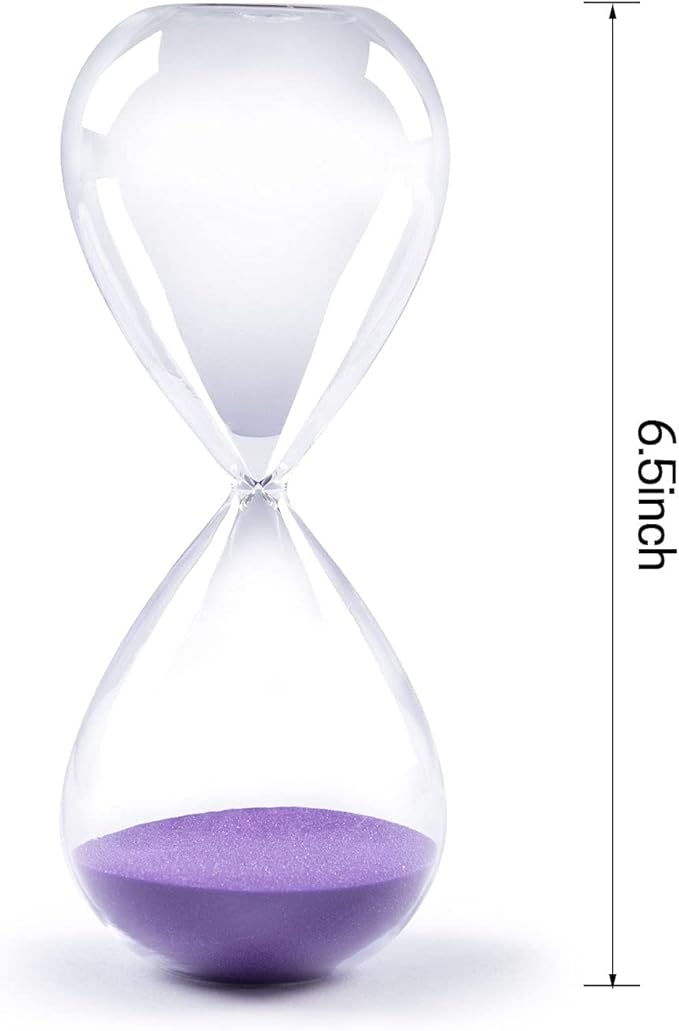 SWISSELITE Hourglass Sand Timers, Hourglass Sand Clock Inspired Glass for Home, Desk, Office Decor (6.5Inch-15Mins Violet)