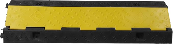 Ymiko Heavy Duty 3 Channel Cable Protector Ramp, 1m Rubber Cord Cover for Indoor Outdoor Use, Floor Cord Organizer with Traffic Rated Design