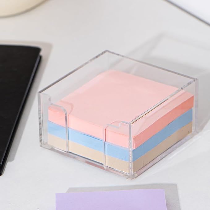 Acrylic Sticky Note Holder Self Stick Note Pad Holder for Classroom Office Desk Organizer