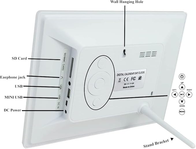 8 Inch Dementia Clock for Seniors - Extra Large Display Digital Day & Date Clock with 5 Alarms + 3 Medication Reminders, Auto-Dimmable - White Wall Clock for Elderly Bedroom