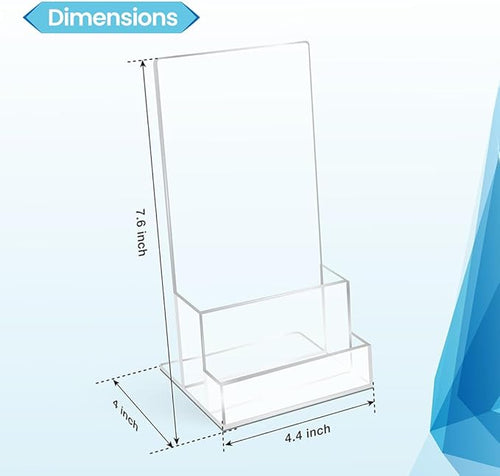2 Pack Acrylic Brochure Holder Stand 4‘’, Clear brochure and business Rack Card Holder Stand, Plastic Flyer Display Stand for Magazine, Pamphlet, Booklets, Menu, Journals, Business Card
