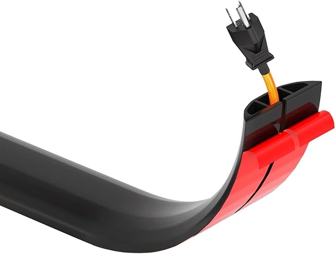 Kable Kontrol Silicone Floor Cord Cover - 5 Ft Flexible Cord Protector, Self Adhesive, for Concealing Extension Cable, Protecting Wires, Prevents Trips – 2.5in W X 0.5in H - 1 Pc - Black