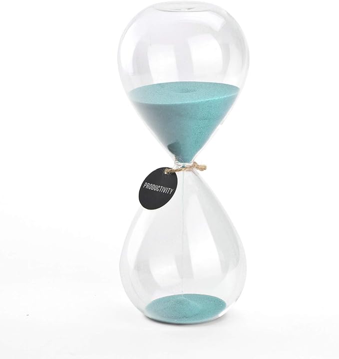 Hourglass Sand Timers - SWISSELITE Biloba Hourglass Sand Timer Inspired Glass/Home, Desk, Office Decor