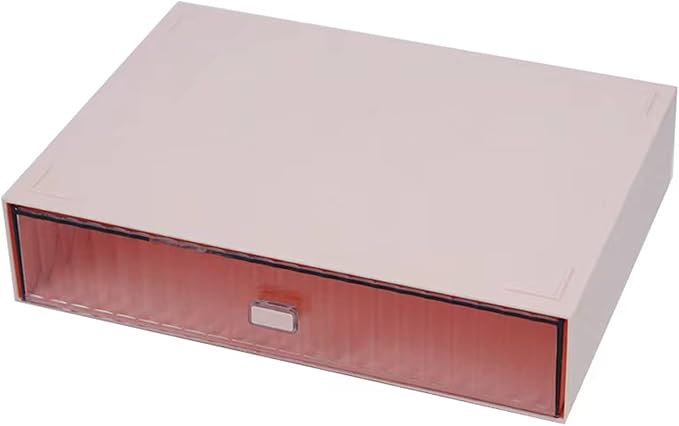 Desk Drawer Organizer, Stackable Plastic Storage Drawer, Red, 1 Compartment