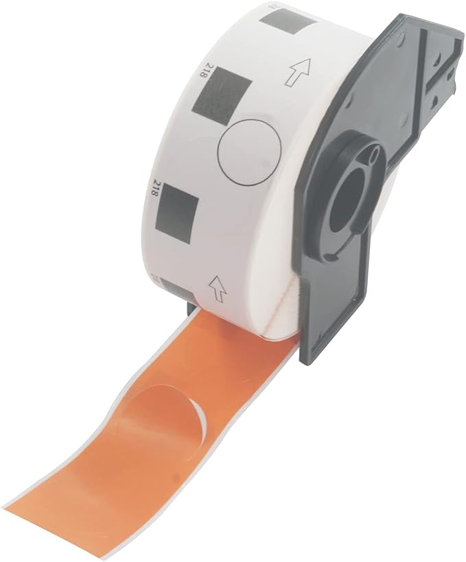 BETCKEY - 1 Inch Large Round Labels Replacement for Brother DK-1218 (0.94 in Dia), Compatible with Brother QL Label Printers [1 Rolls/1000 Labels, Orange]