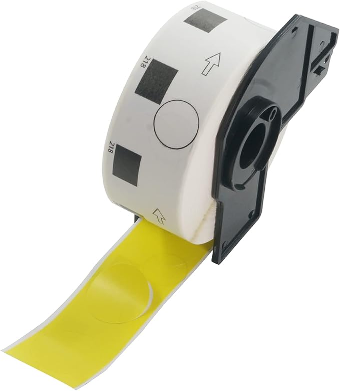 BETCKEY - 1 Inch Large Round Labels Replacement for Brother DK-1218 (0.94 in Dia), Compatible with Brother QL Label Printers [1 Rolls/1000 Labels, Yellow]