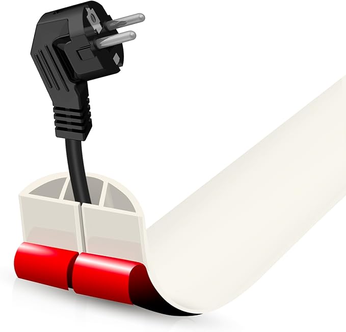 Floor Cord Cover Cable Cavity Self Adhesive Cord Hider Floor 3.3FT Floor Cable Management Power Cord Protector Floor Electric Cord Covers for Offices, Gym, Exhibitions (Beige, 1.18" x 3.3')