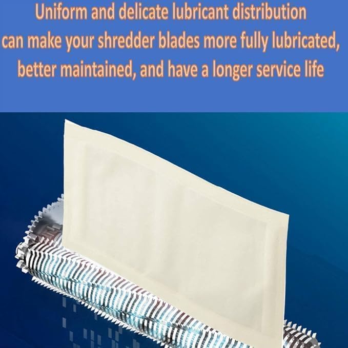 Shredder Lubricant Sheets – Pack of 20/25/30 Dry Oil-Free Waterproof Sheets – Keeps Blades Sharp, Cleaner & Quieter – No Leaks, Fits Standard Paper Shredders-25Pack