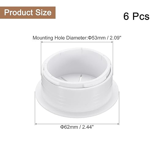 uxcell 6 Pcs Desk Grommet, 2.09 inch 53mm Desk Cable Hole Cover Wire Hole Insert for Home Office Table Cabinet Cord Organizer, White