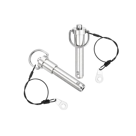 uxcell Ring Quick Release Pin, 1/2" x2-1/2 304 Stainless Steel Ball Lock Pin Push-Button Ring Handle Locking Pin with Wire for Audio Bimini Top Marine, Silver