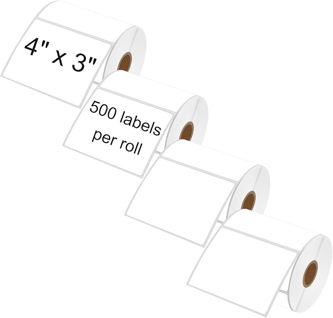 NineLeaf 4 Roll 4''x3'' Direct Thermal Shipping Address Labels with 500 Labels/Roll Compatible for Zebra 2844 ZP-450 ZP-500 ZP-505 Eltron Rollo Thermal Label Printers