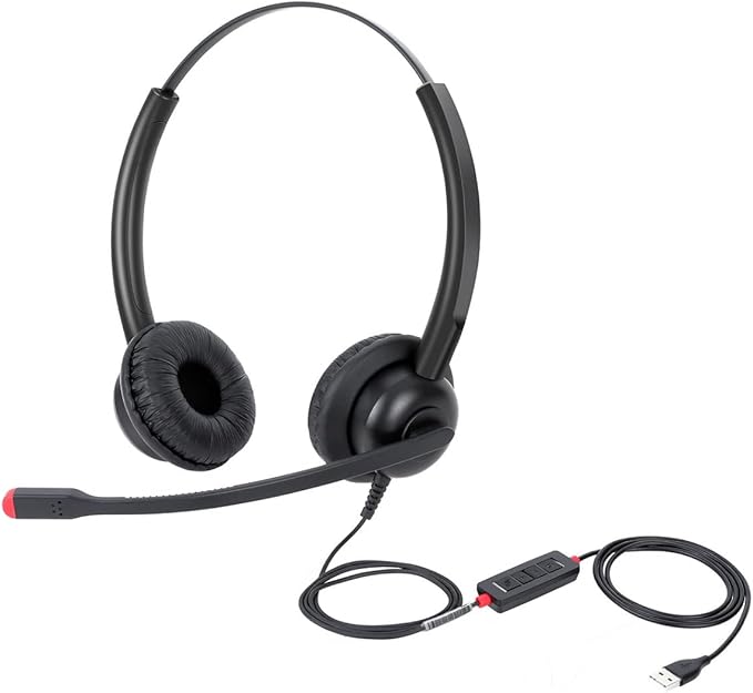 USB Headset with Mic for PC Computer Laptop Headphones with Noise Cancelling Microphone in-line Control for Home Office Online Class Teams Zoom