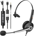 Wantek USB-A/USB C/3.5mm Jack 3-in-1 PC Headset, Wired & Noise with Noise-Cancelling Microphone for Laptop - Type-C Computer Headphones with Mic in-line Control for Home