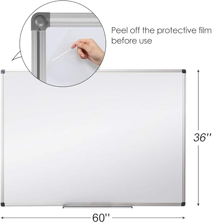 XIWODE Large Magnetic Dry Erase Board，Whiteboard for Wall, 36 x 60 inches, Whiteboard Marker Board Writing Board，Silver Aluminum Frame, Durable， for Home School & Office