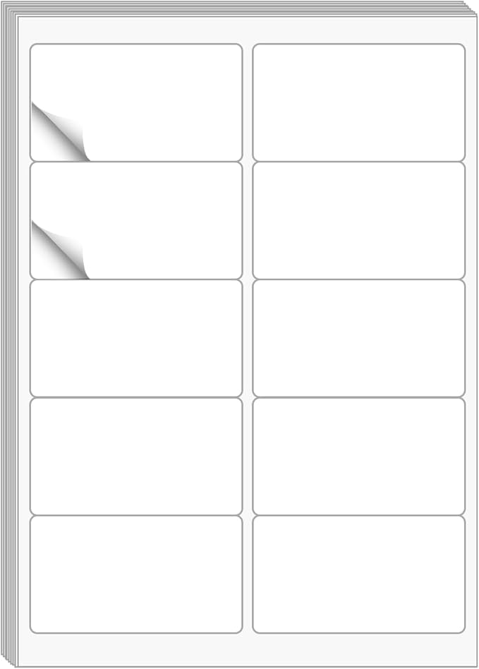 InpourPack 1000 Sheets 10 up Labels, 2" x 4" Shipping Paper for Laser/Inkjet Printer, Mailing Blank Labels, Self Adhesive Customized Stickers