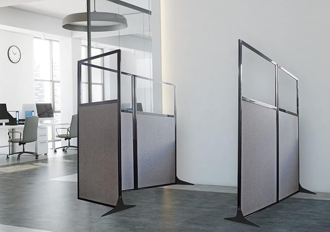 Versare Workstation Partition | Portable Wall Divider | Modern Office Cubicle | Free Standing Privacy Screen | Flexible Work Space | 33" x 70" W/Window, Ocean Fabric Panels